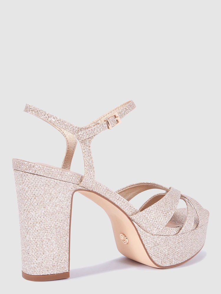 Novo Rose Gold Luella Block Heel Platform Ankle Strap Sandal Heels - Image 4 of 4