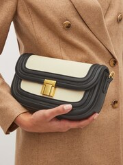 Black Canvas Mix Saddle Cross-Body Bag - Image 3 of 10