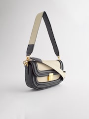 Black Canvas Mix Saddle Cross-Body Bag - Image 4 of 10