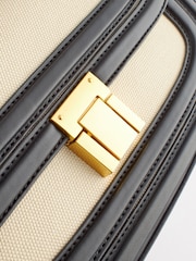 Black Canvas Mix Saddle Cross-Body Bag - Image 7 of 10
