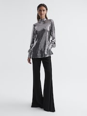Reiss Silver Ariana Sequin Occasion Top - Image 3 of 7