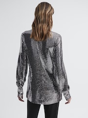 Reiss Silver Ariana Sequin Occasion Top - Image 5 of 7