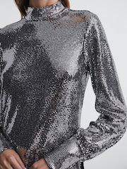 Reiss Silver Ariana Sequin Occasion Top - Image 7 of 7