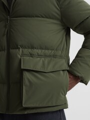 Reiss Khaki Ryder Short Puffer Jacket - Image 4 of 7