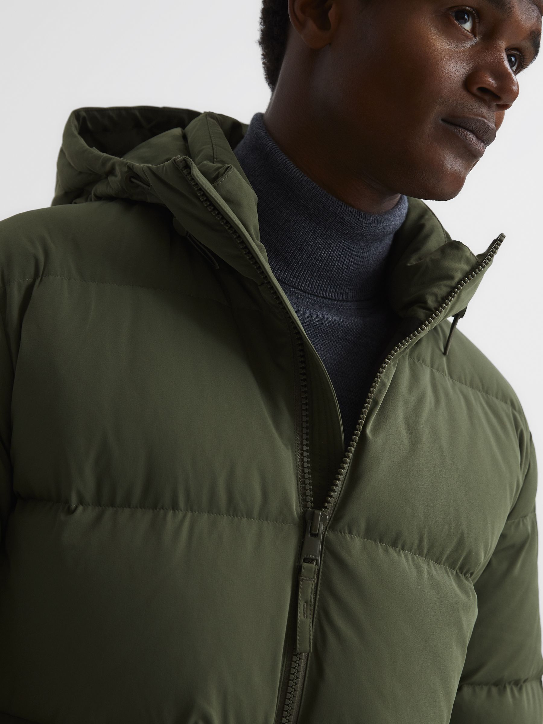 Reiss Khaki Ryder Short Puffer Jacket - Image 7 of 7