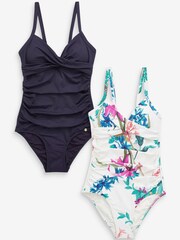 Navy/Floral Tummy Control Swimsuits 2 Pack - Image 7 of 9