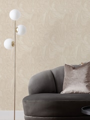 Riva Paoletti Champagne Gold Marble Metallic Vinyl Wallpaper - Image 1 of 3