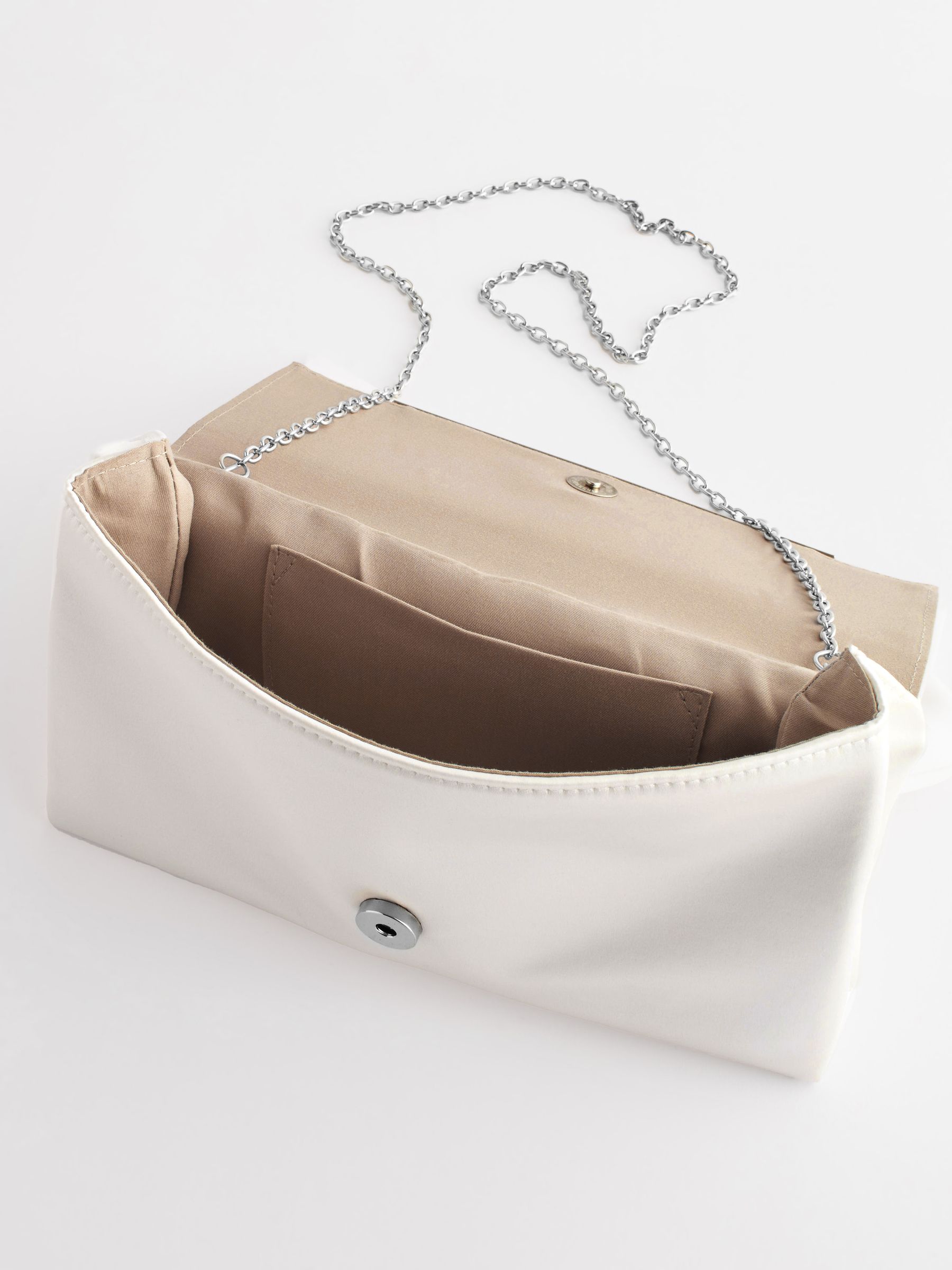 Buy Bone White Satin Bow Clutch Bag from Next Luxembourg