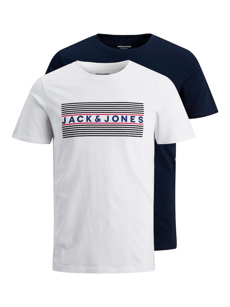 JACK & JONES JUNIOR 100% Cotton Short Sleeve White T-Shirt 2 Pack - Image 1 of 8