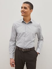 Light Grey Regular Fit Easy Care Single Cuff Shirt - Image 1 of 6
