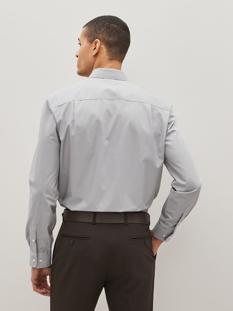 Light Grey Regular Fit Easy Care Single Cuff Shirt - Image 2 of 6