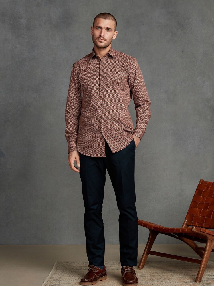 Orange Rust Signature Print Shirt - Image 2 of 8 Orange Rust Signature Print Shirt - Image 2 of 8