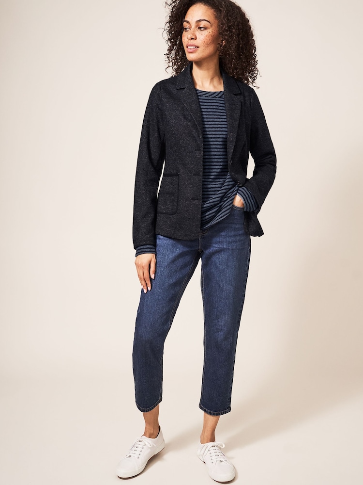 White Stuff Black Wool Mix Olivia Jersey Blazer - Image 1 of 1