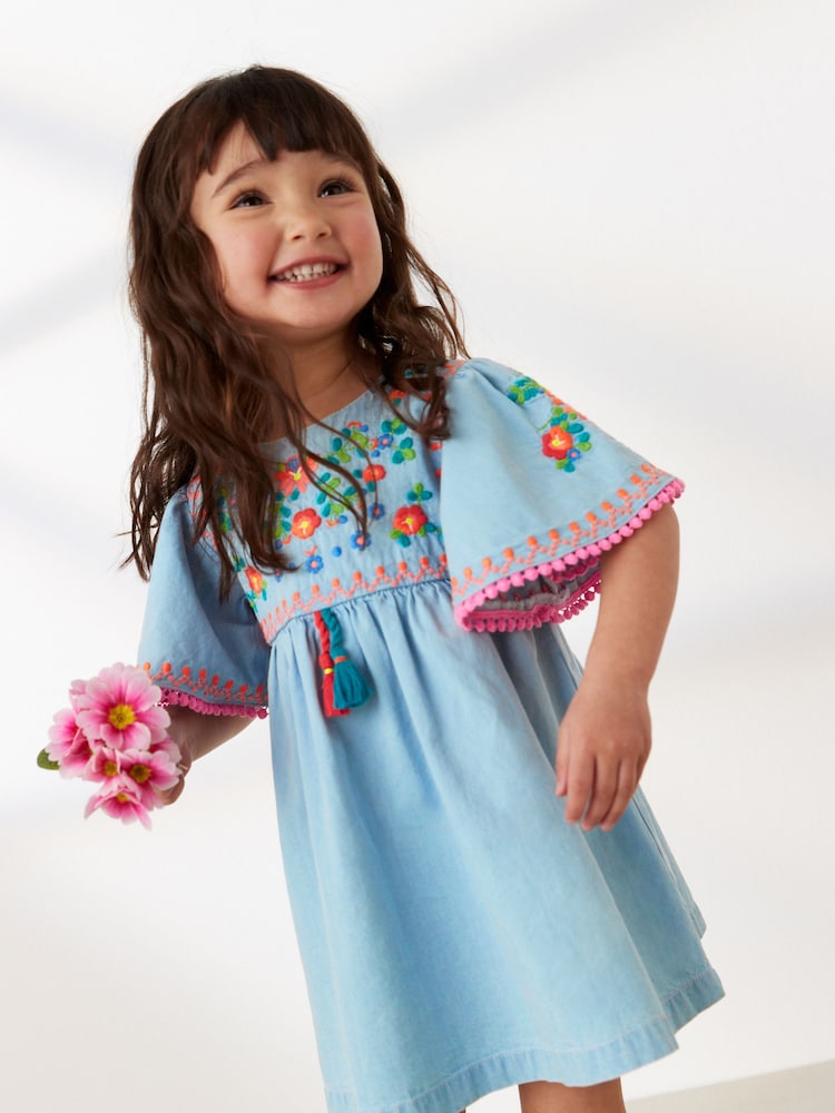 Jena bleu - Robe kaftan brodée (3mths-10yrs) - Image 1 of 6