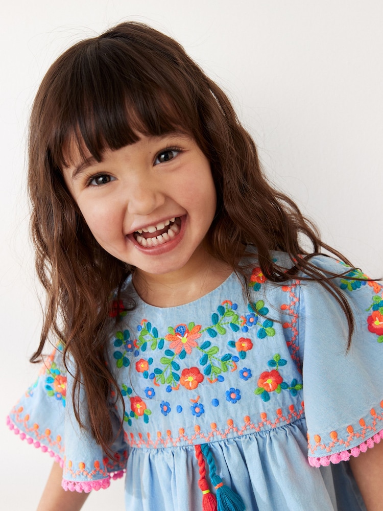 Jena bleu - Robe kaftan brodée (3mths-10yrs) - Image 2 of 6