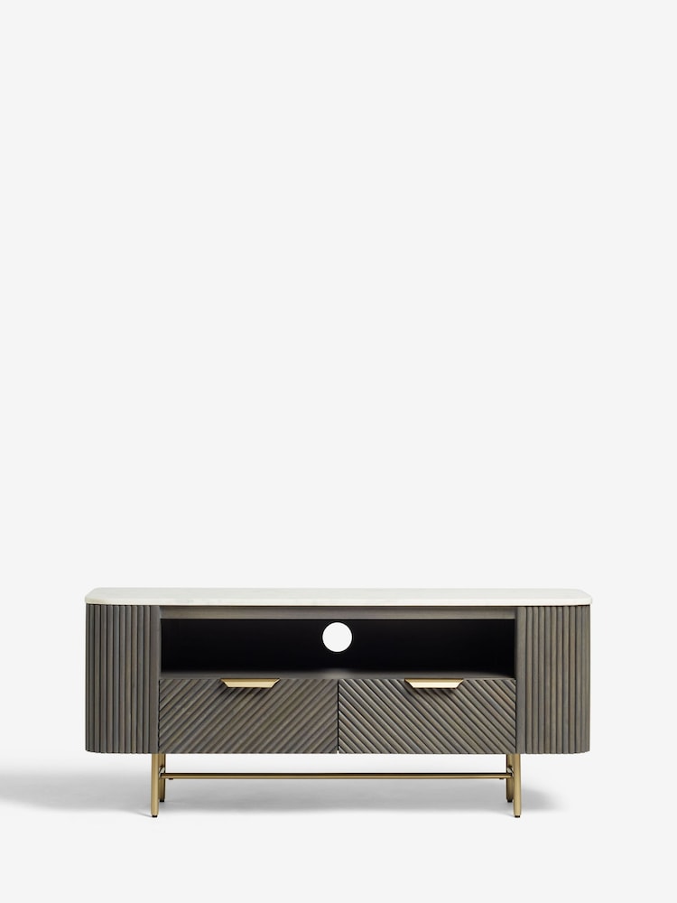 Dark Grey Valencia Mango Wood Up to 55 inch TV Unit - Image 2 of 7