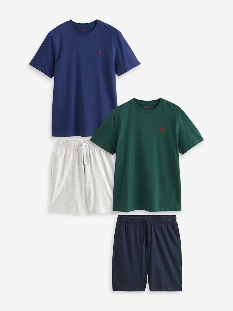 Green/Blue Shorts Pyjamas Set 2 Pack - Image 4 of 8