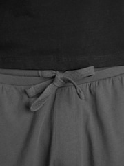 Black/Grey Jersey Pyjamas 100% Cotton Shorts Set - Image 5 of 8