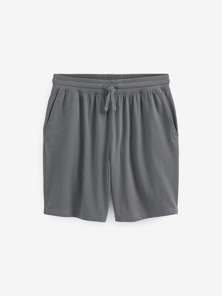 Black/Grey Jersey Pyjamas 100% Cotton Shorts Set - Image 8 of 8