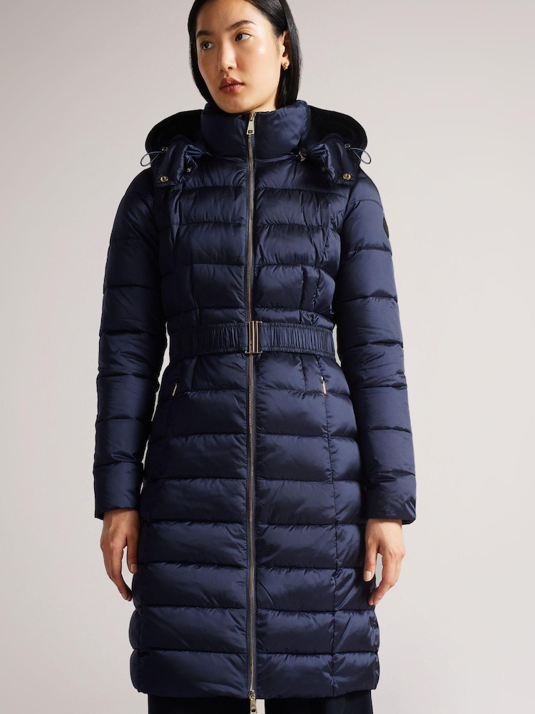 Ted Baker Aliciee Long Black Padded Coat - Image 1 of 6
