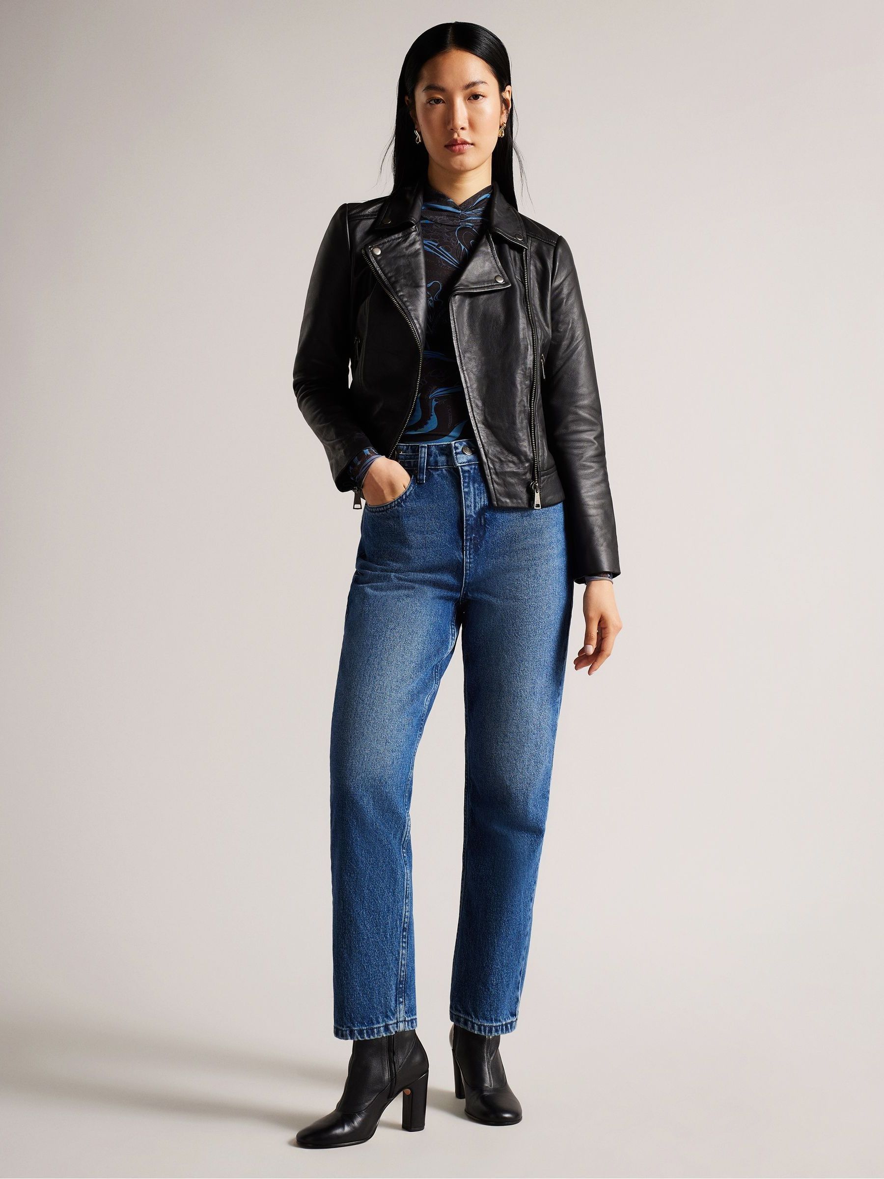 Ted baker blue leather jacket shop