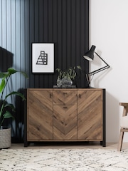 Dark Bronx Chevron Oak Effect Small Sideboard - Image 1 of 11
