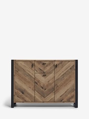 Dark Bronx Chevron Oak Effect Small Sideboard - Image 4 of 11