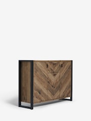 Dark Bronx Chevron Oak Effect Small Sideboard - Image 7 of 11