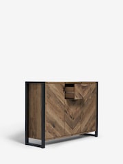 Dark Bronx Chevron Oak Effect Small Sideboard - Image 8 of 11