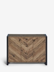 Dark Bronx Chevron Oak Effect Small Sideboard - Image 9 of 11