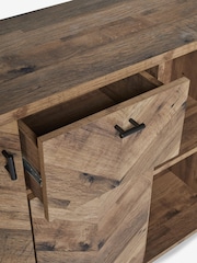Dark Bronx Chevron Oak Effect Small Sideboard - Image 10 of 11