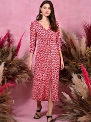 Ro&Zo Pink Animal Tie Sleeve Dress - Image 1 of 4