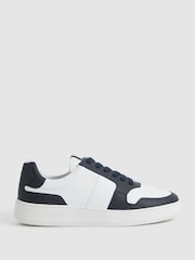 Reiss Navy Aira Low Top Leather Trainers - Image 1 of 6