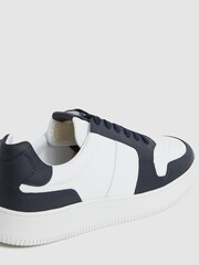 Reiss Navy Aira Low Top Leather Trainers - Image 6 of 6