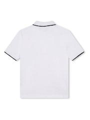 BOSS White 100% Cotton Short Sleeved Logo Polo Shirt - Image 6 of 7