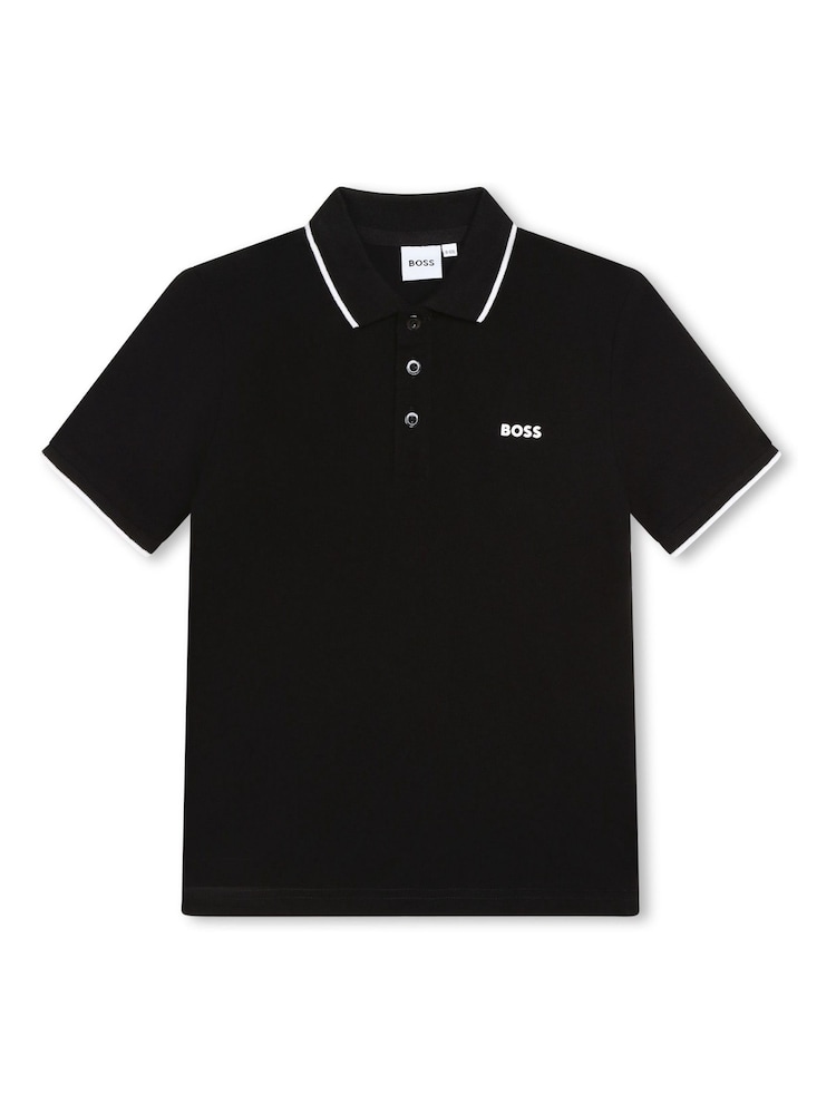 BOSS Black 100% Cotton Short Sleeved Logo Polo Shirt - Image 2 of 4 BOSS Black 100% Cotton Short Sleeved Logo Polo Shirt - Image 2 of 4