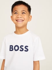 BOSS White Logo Short Sleeve T-Shirt - Image 3 of 5