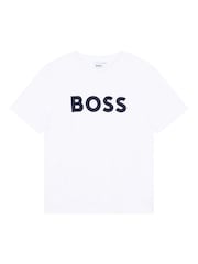 BOSS White Logo Short Sleeve T-Shirt - Image 4 of 5