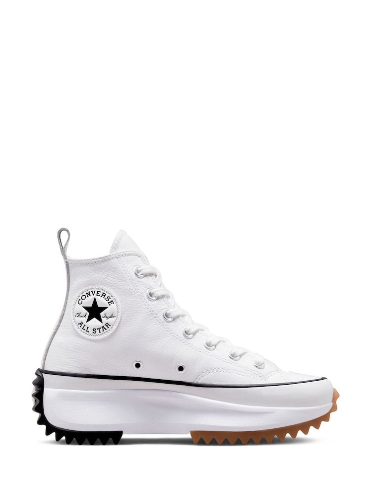 Converse White Run Star Hike Leather Trainers - Image 1 of 6