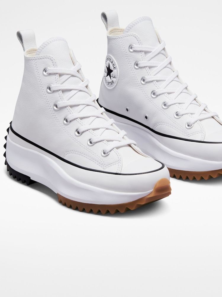 Converse White Run Star Hike Leather Trainers - Image 2 of 6