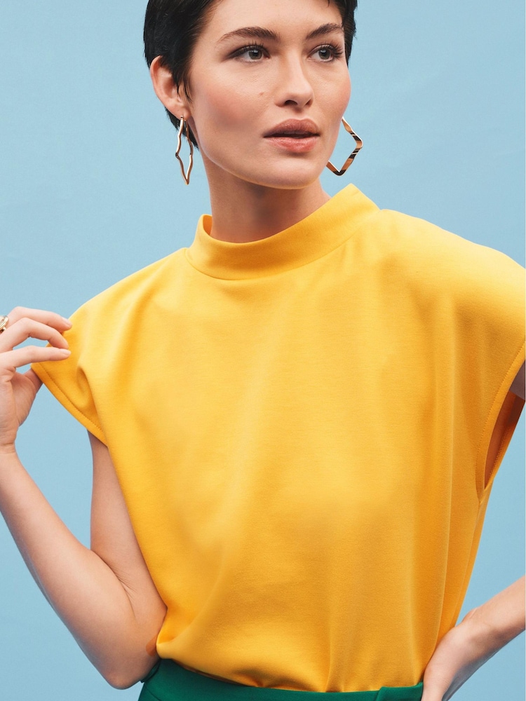 Ochre Yellow Tie Back T-Shirt - Image 1 of 5 Ochre Yellow Tie Back T-Shirt - Image 1 of 5