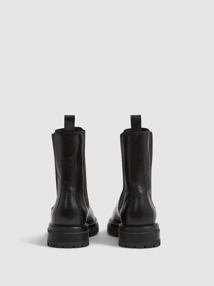 Reiss Black Thea Boots Leather Pull On Chelsea Boots - Image 6 of 6 Reiss Black Thea Boots Leather Pull On Chelsea Boots - Image 6 of 6