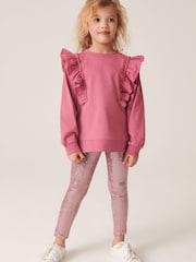 Pink Frill Sweatshirt And Sequin Leggings Set (3-16yrs) - Image 1 of 6