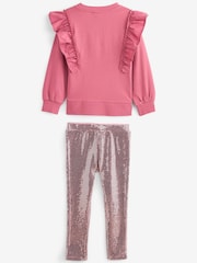 Pink Frill Sweatshirt And Sequin Leggings Set (3-16yrs) - Image 6 of 6