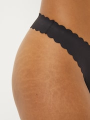 Black Thong No VPL Scallop Edge Knickers - Image 3 of 4