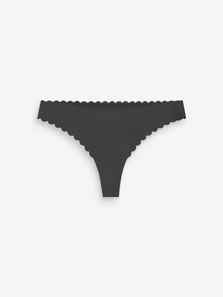 Black Thong No VPL Scallop Edge Knickers - Image 4 of 4