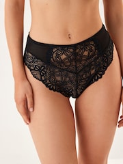 Black Lace High Waist High Leg Knickers - Image 3 of 6