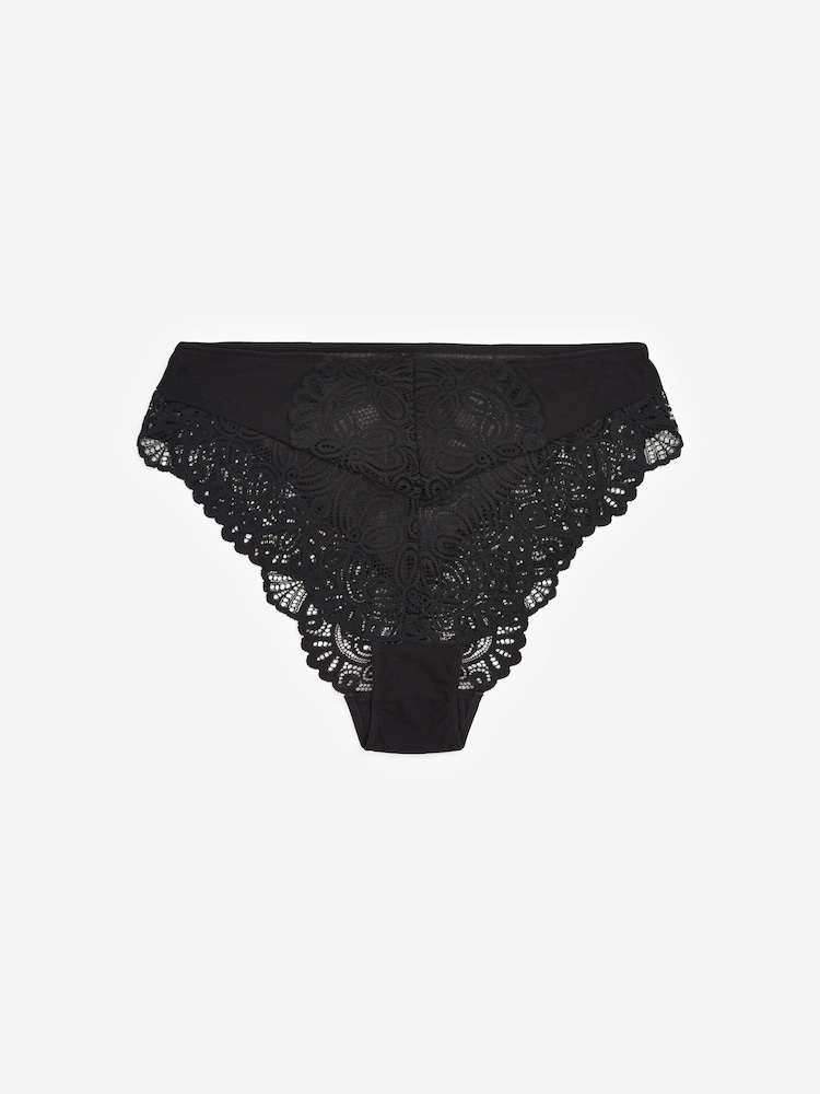 Black Lace High Waist High Leg Knickers - Image 6 of 6