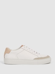 Reiss White/Mineral Pink Ashley Leather Suede Low Top Trainers - Image 1 of 6