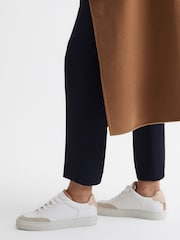 Reiss White/Mineral Pink Ashley Leather Suede Low Top Trainers - Image 2 of 6